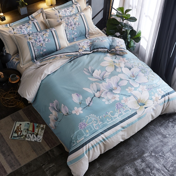 91家纺网 家纺一手货源 找家纺 雲归梦 2019全棉活性大版中国风花卉四件套 慕恋