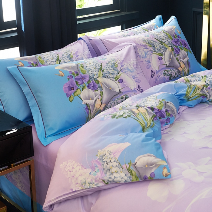 91家纺网 家纺一手货源 找家纺 雲归梦 2019全棉活性大版中国风花卉四件套 暖暖时代