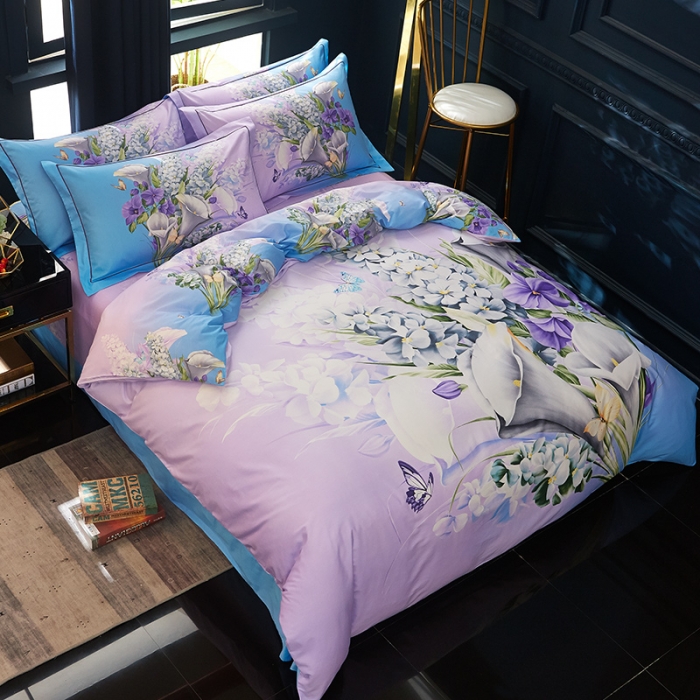 91家纺网 家纺一手货源 找家纺 雲归梦 2019全棉活性大版中国风花卉四件套 暖暖时代