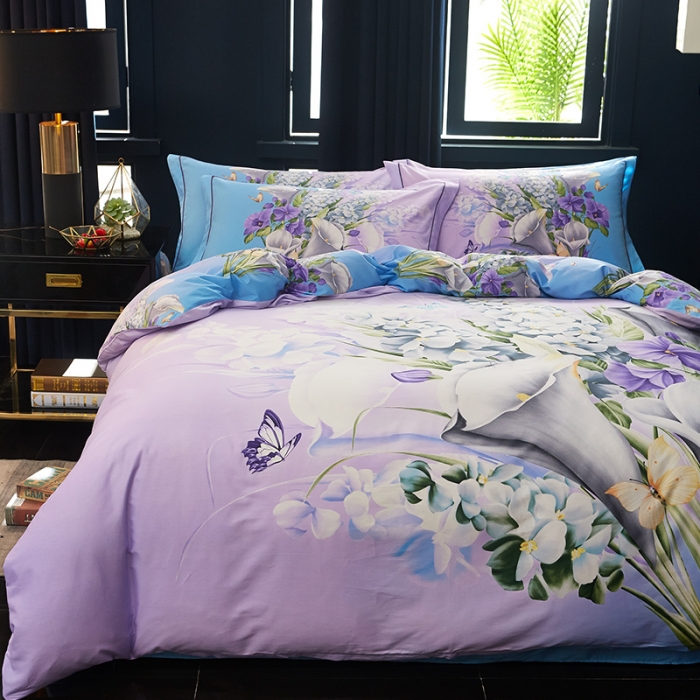 91家纺网 家纺一手货源 找家纺 雲归梦 2019全棉活性大版中国风花卉四件套 暖暖时代