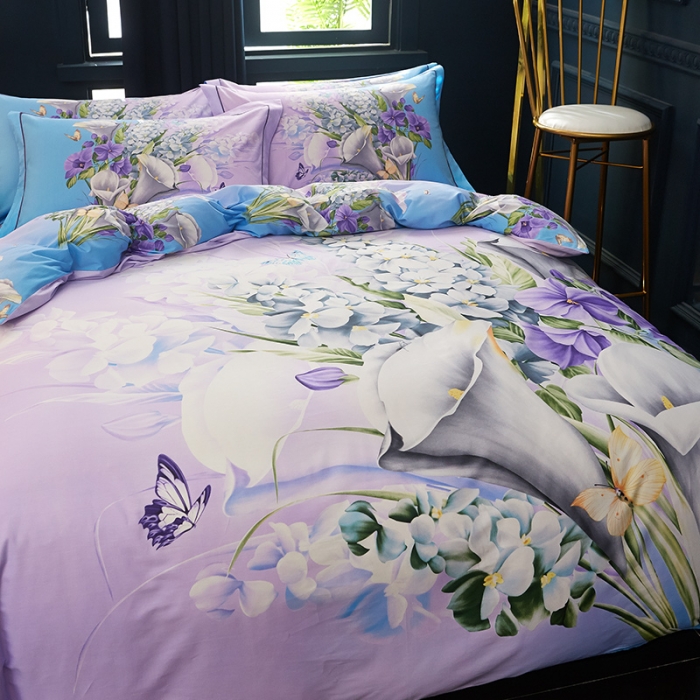 91家纺网 家纺一手货源 找家纺 雲归梦 2019全棉活性大版中国风花卉四件套 暖暖时代