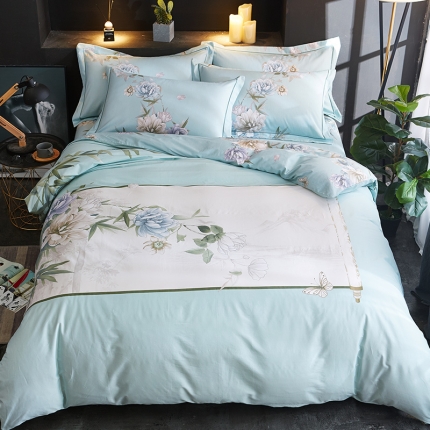 雲归梦 2019全棉活性大版中国风花卉四件套 千禧