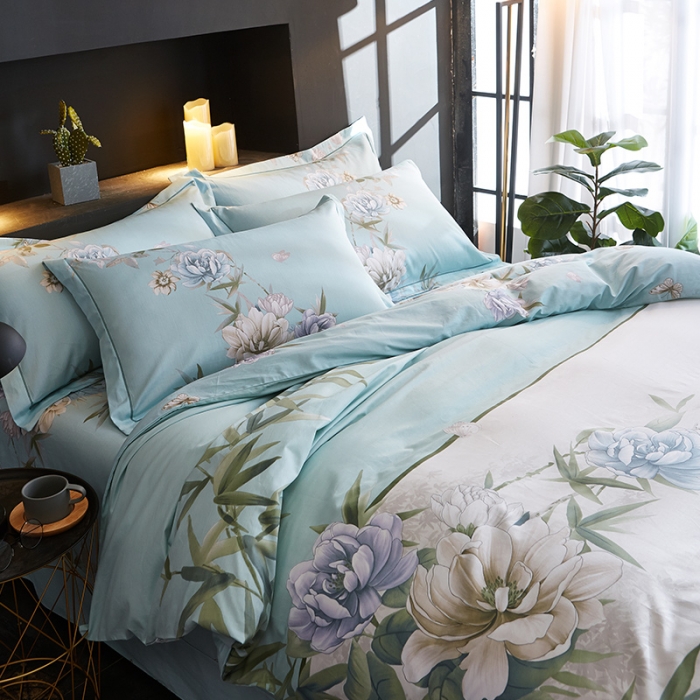 91家纺网 家纺一手货源 找家纺 雲归梦 2019全棉活性大版中国风花卉四件套 千禧