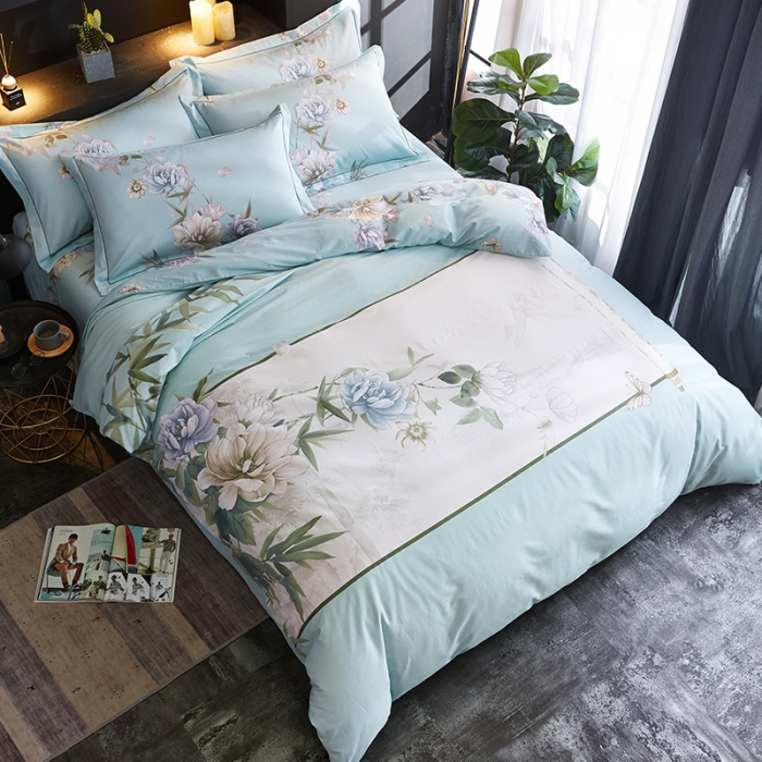 91家纺网 家纺一手货源 找家纺 雲归梦 2019全棉活性大版中国风花卉四件套 千禧