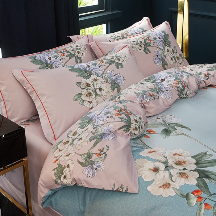 91家纺网 家纺一手货源 找家纺 雲归梦 2019全棉活性大版中国风花卉四件套 倾冉