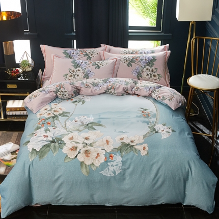 雲归梦 2019全棉活性大版中国风花卉四件套 倾冉