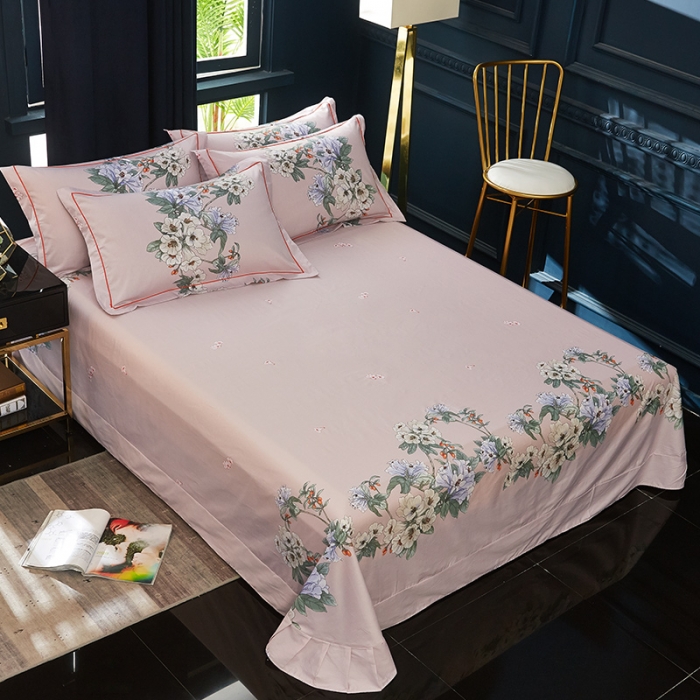 91家纺网 家纺一手货源 找家纺 雲归梦 2019全棉活性大版中国风花卉四件套 倾冉紫