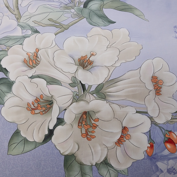 91家纺网 家纺一手货源 找家纺 雲归梦 2019全棉活性大版中国风花卉四件套 倾冉紫