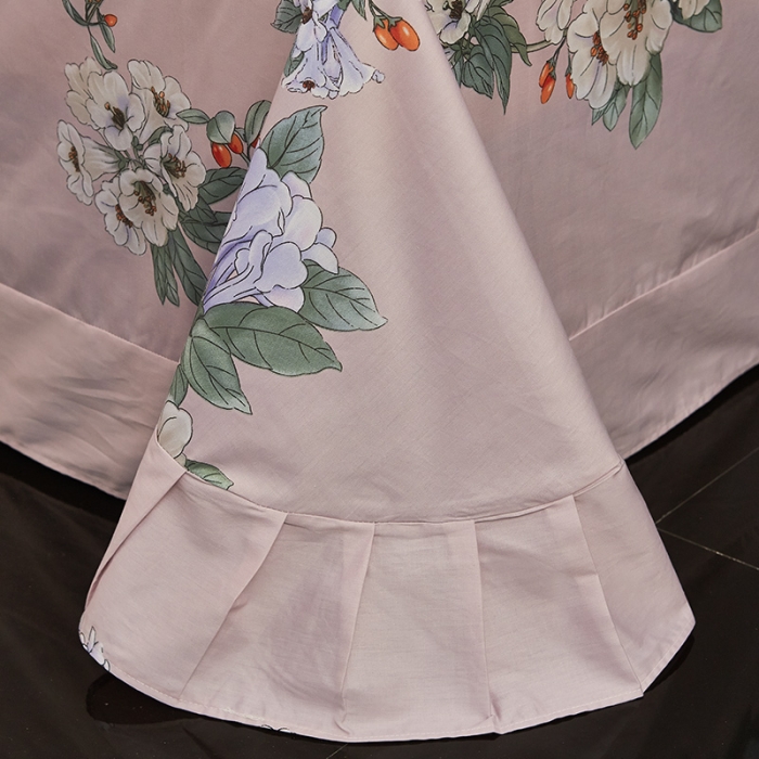 91家纺网 家纺一手货源 找家纺 雲归梦 2019全棉活性大版中国风花卉四件套 倾冉紫