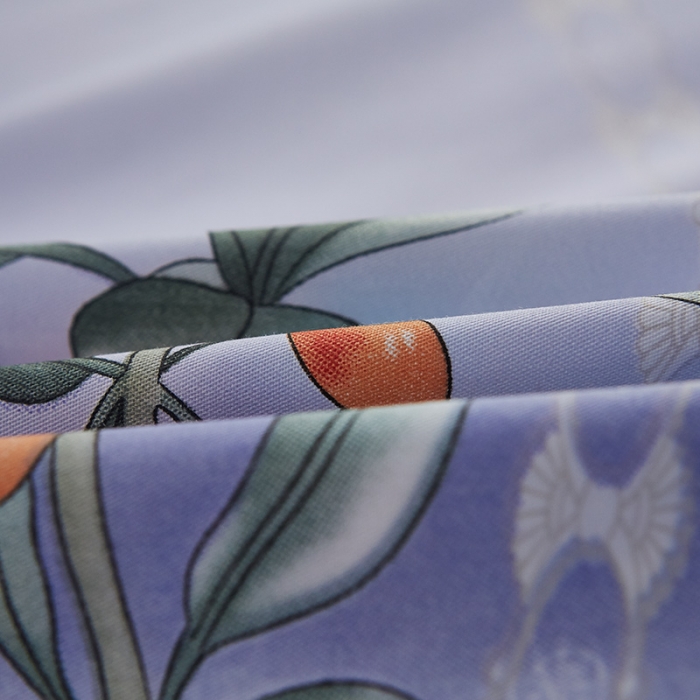 91家纺网 家纺一手货源 找家纺 雲归梦 2019全棉活性大版中国风花卉四件套 倾冉紫