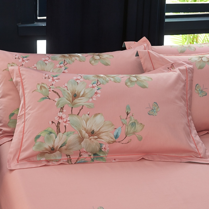 91家纺网 家纺一手货源 找家纺 雲归梦 2019全棉活性大版中国风花卉四件套 香颂绿