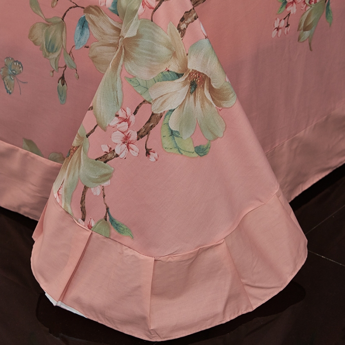 91家纺网 家纺一手货源 找家纺 雲归梦 2019全棉活性大版中国风花卉四件套 香颂绿