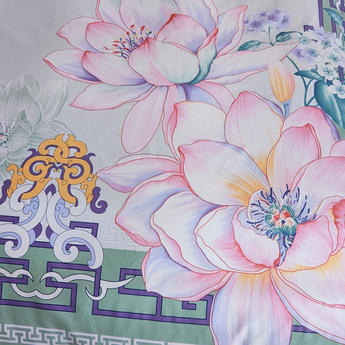 91家纺网 家纺一手货源 找家纺 雲归梦 2019全棉活性大版中国风花卉四件套 易初莲花