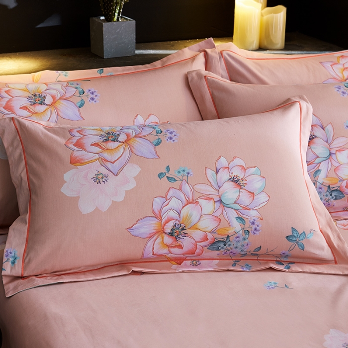 91家纺网 家纺一手货源 找家纺 雲归梦 2019全棉活性大版中国风花卉四件套 易初莲花