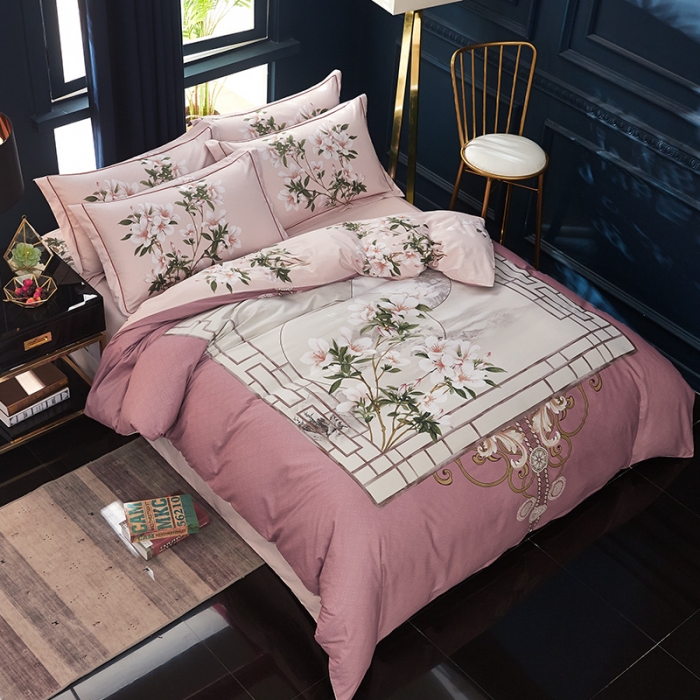 91家纺网 家纺一手货源 找家纺 雲归梦 2019全棉活性大版中国风花卉四件套 音澜