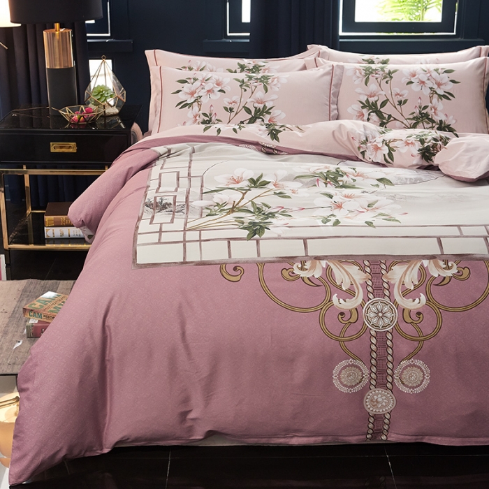 91家纺网 家纺一手货源 找家纺 雲归梦 2019全棉活性大版中国风花卉四件套 音澜