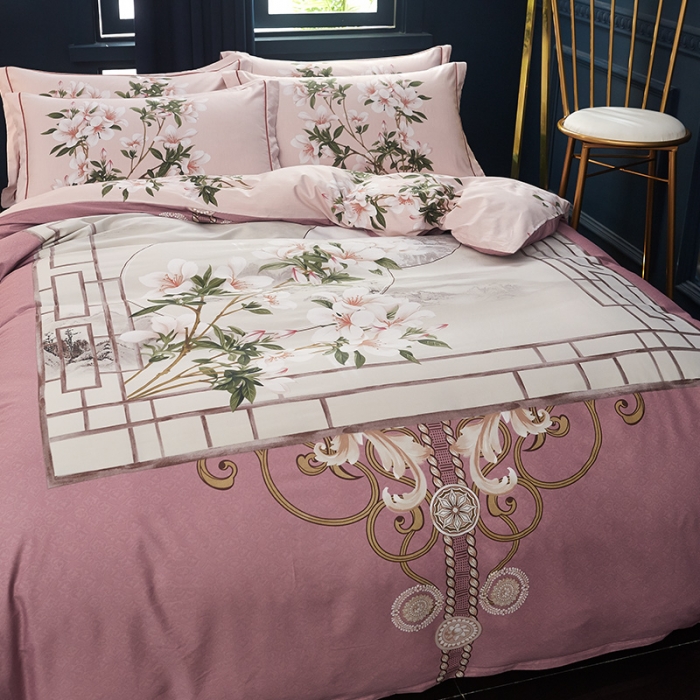 91家纺网 家纺一手货源 找家纺 雲归梦 2019全棉活性大版中国风花卉四件套 音澜