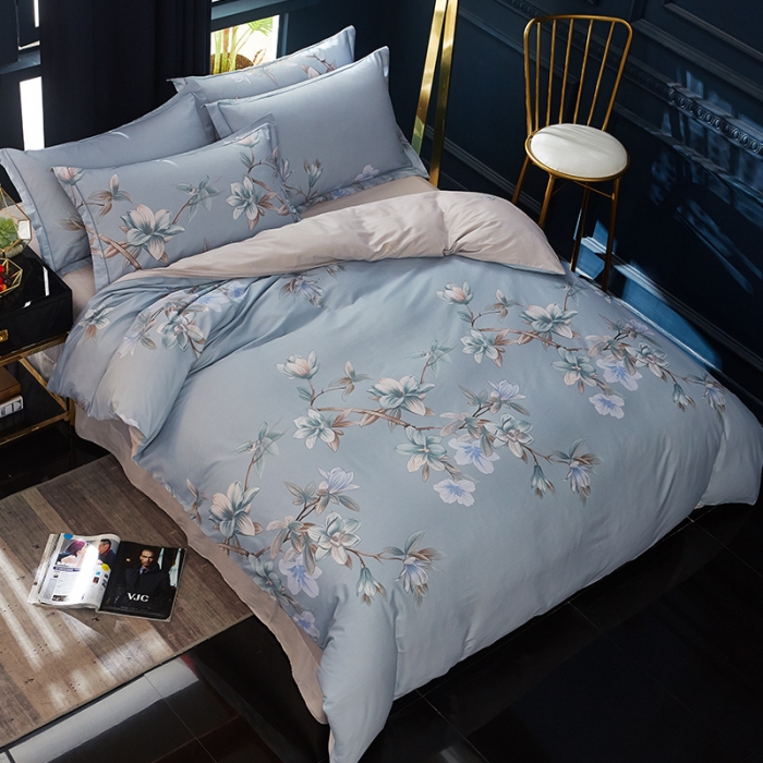 91家纺网 家纺一手货源 找家纺 雲归梦 2019全棉活性大版中国风花卉四件套 迎春满枝