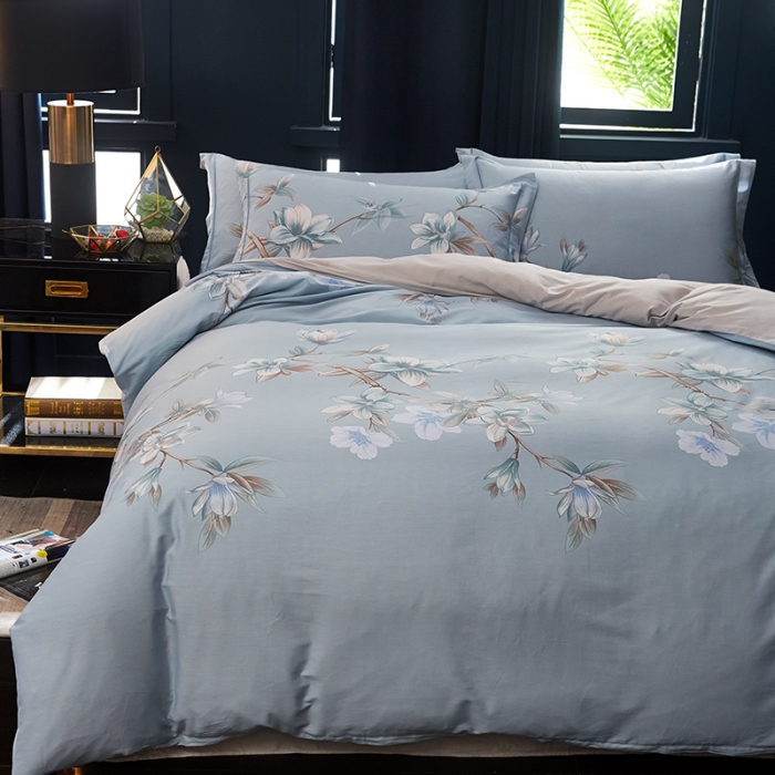 91家纺网 家纺一手货源 找家纺 雲归梦 2019全棉活性大版中国风花卉四件套 迎春满枝