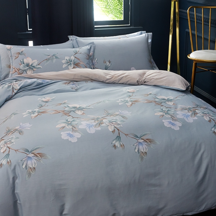 91家纺网 家纺一手货源 找家纺 雲归梦 2019全棉活性大版中国风花卉四件套 迎春满枝