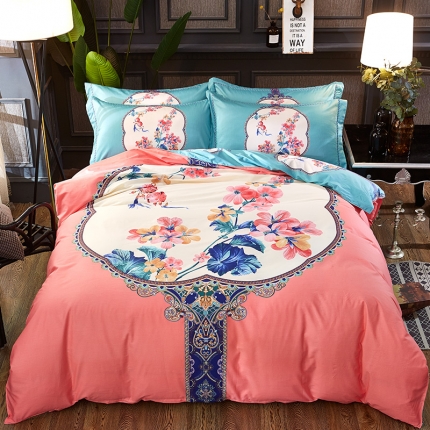 91家纺网 家纺一手货源 找家纺 （总）雲归梦 2019新款13372全棉活性大版四件套床笠款