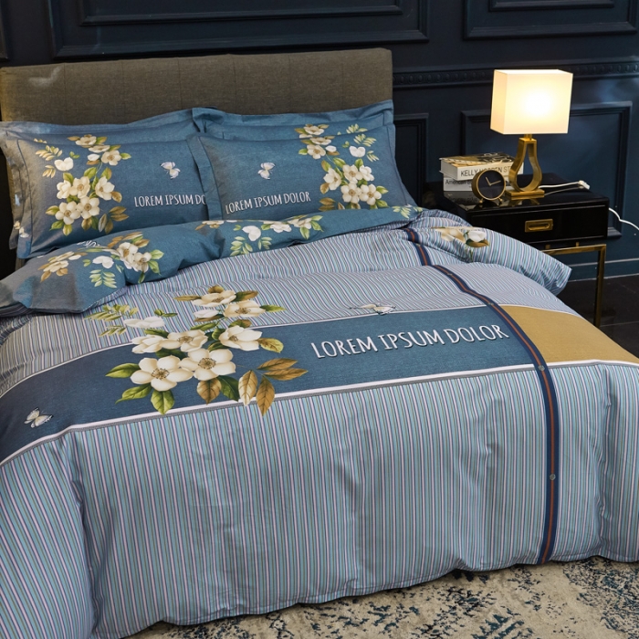 91家纺网 家纺一手货源 找家纺 雲归梦家纺 2019新款13372全棉活性大版四件套 安夏