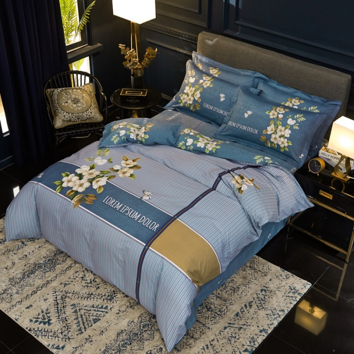 91家纺网 家纺一手货源 找家纺 雲归梦家纺 2019新款13372全棉活性大版四件套 安夏