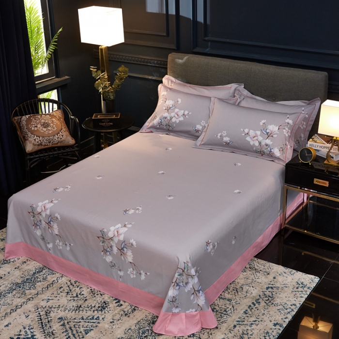 91家纺网 家纺一手货源 找家纺 雲归梦家纺2019新款13372全棉活性大版四件套 芳华-粉