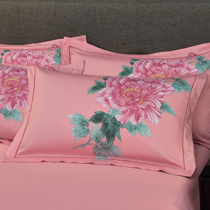 91家纺网 家纺一手货源 找家纺 雲归梦家纺2019新款13372全棉活性大版四件套简静花香绿