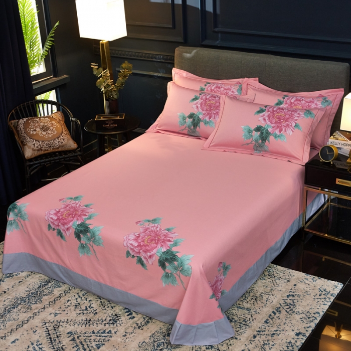 91家纺网 家纺一手货源 找家纺 雲归梦家纺2019新款13372全棉活性大版四件套简静花香绿