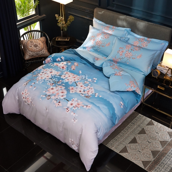 91家纺网 家纺一手货源 找家纺 雲归梦家纺 2019新款13372全棉活性大版四件套 江南春