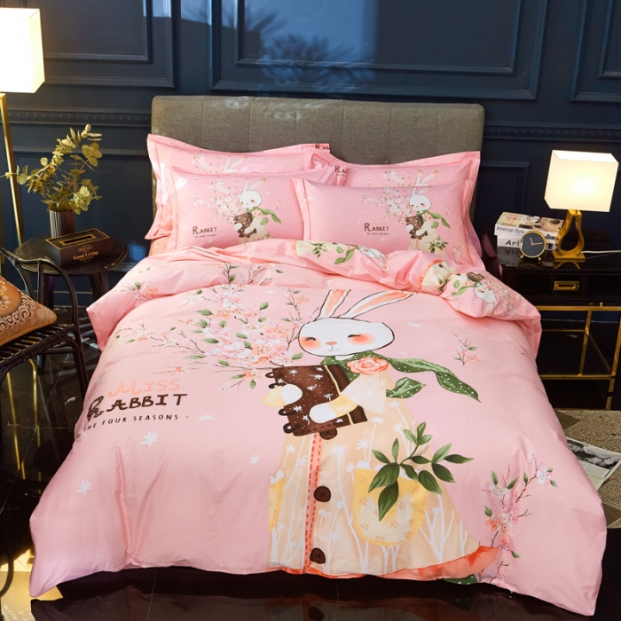 91家纺网 家纺一手货源 找家纺 雲归梦家纺2019新款13372全棉活性大版四件套MISS兔