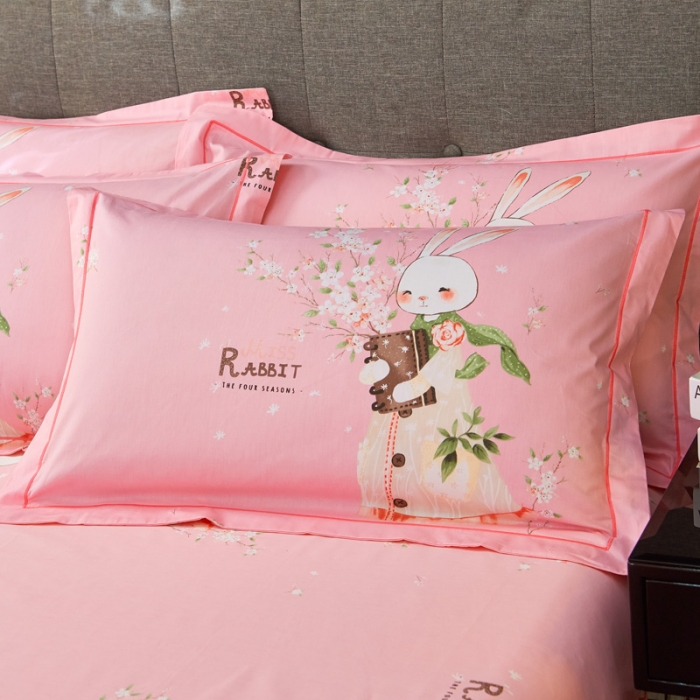 91家纺网 家纺一手货源 找家纺 雲归梦家纺2019新款13372全棉活性大版四件套MISS兔