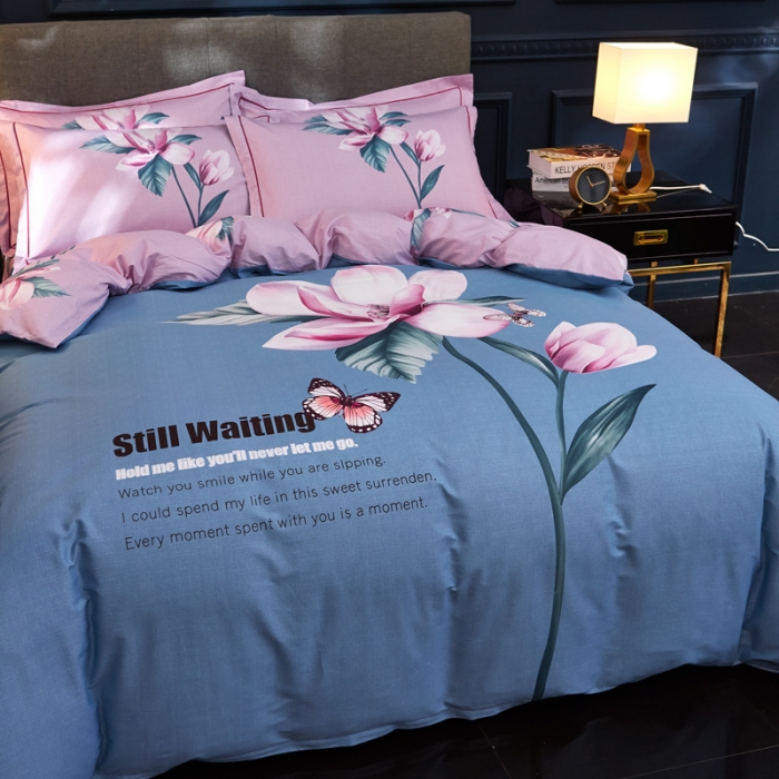 91家纺网 家纺一手货源 找家纺 雲归梦家纺2019新款13372全棉活性大版四件套爱的魔法绿