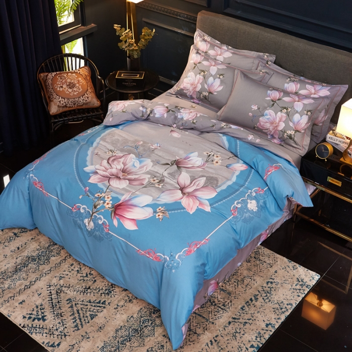 91家纺网 家纺一手货源 找家纺 雲归梦家纺2019新款13372全棉活性大版四件套爱的心怡兰