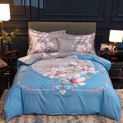 雲归梦家纺2019新款13372全棉活性大版四件套爱的心怡兰