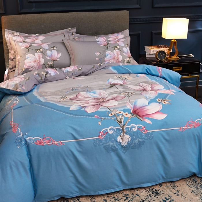 91家纺网 家纺一手货源 找家纺 雲归梦家纺2019新款13372全棉活性大版四件套爱的心怡兰