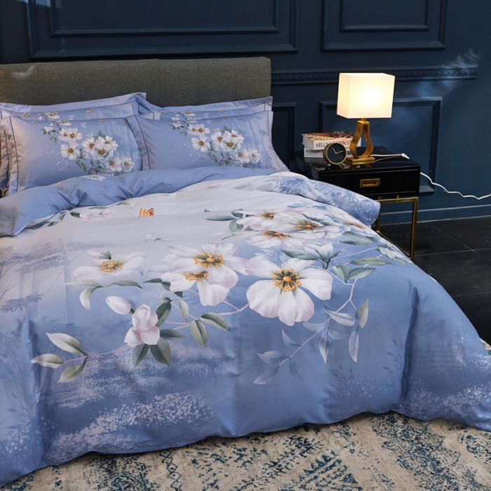 91家纺网 家纺一手货源 找家纺 雲归梦家纺 2019新款13372全棉活性大版四件套 暗香