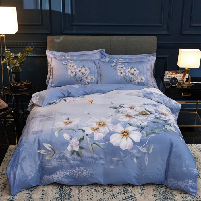 91家纺网 家纺一手货源 找家纺 雲归梦家纺 2019新款13372全棉活性大版四件套 暗香