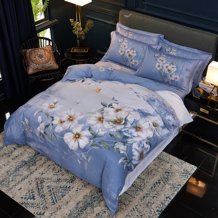 91家纺网 家纺一手货源 找家纺 雲归梦家纺 2019新款13372全棉活性大版四件套 暗香