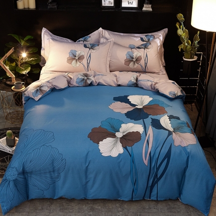 雲归梦家纺2019新款13372全棉活性大版四件套 出水芙蓉