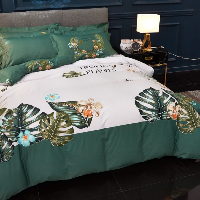 91家纺网 家纺一手货源 找家纺 雲归梦家纺 2019新款13372全棉活性大版四件套 葱郁