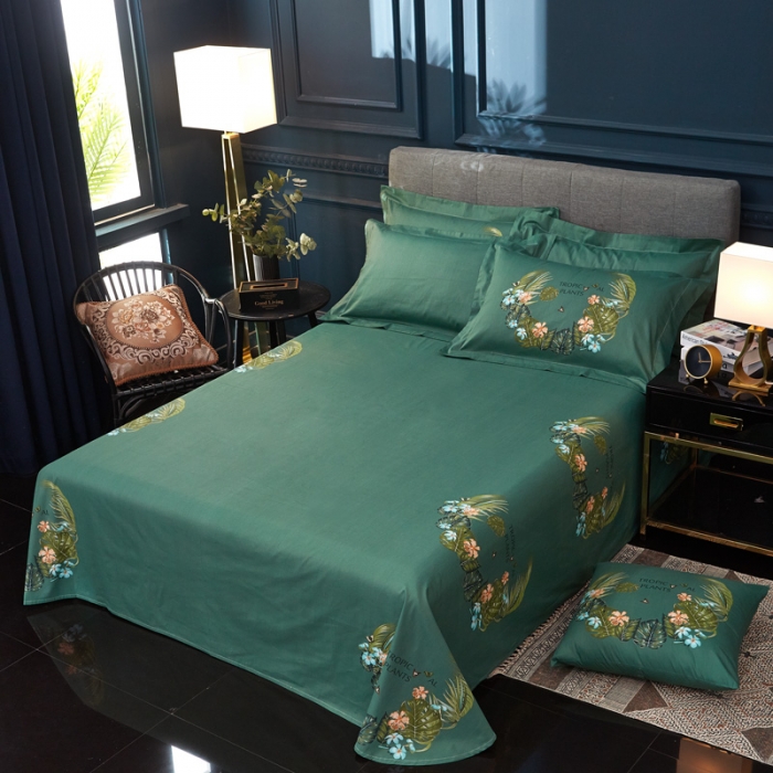 91家纺网 家纺一手货源 找家纺 雲归梦家纺 2019新款13372全棉活性大版四件套 葱郁