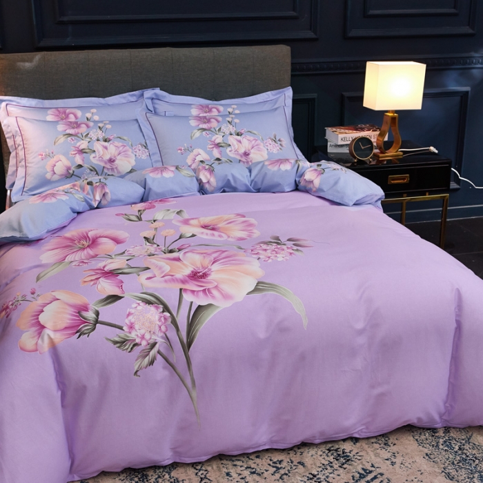 91家纺网 家纺一手货源 找家纺 雲归梦家纺2019新款13372全棉活性大版四件套 花开漫舞