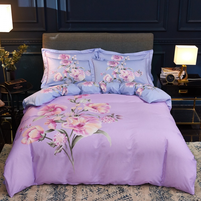 91家纺网 家纺一手货源 找家纺 雲归梦家纺2019新款13372全棉活性大版四件套 花开漫舞