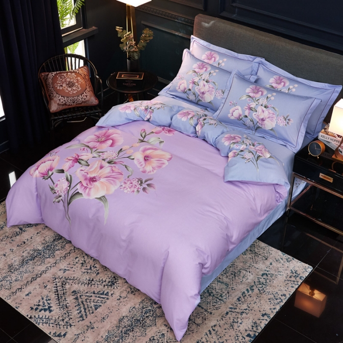 91家纺网 家纺一手货源 找家纺 雲归梦家纺2019新款13372全棉活性大版四件套 花开漫舞