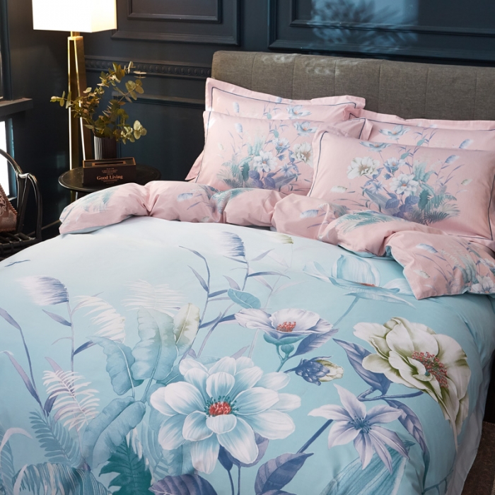 91家纺网 家纺一手货源 找家纺 雲归梦家纺 2019新款13372全棉活性大版四件套 花满庭