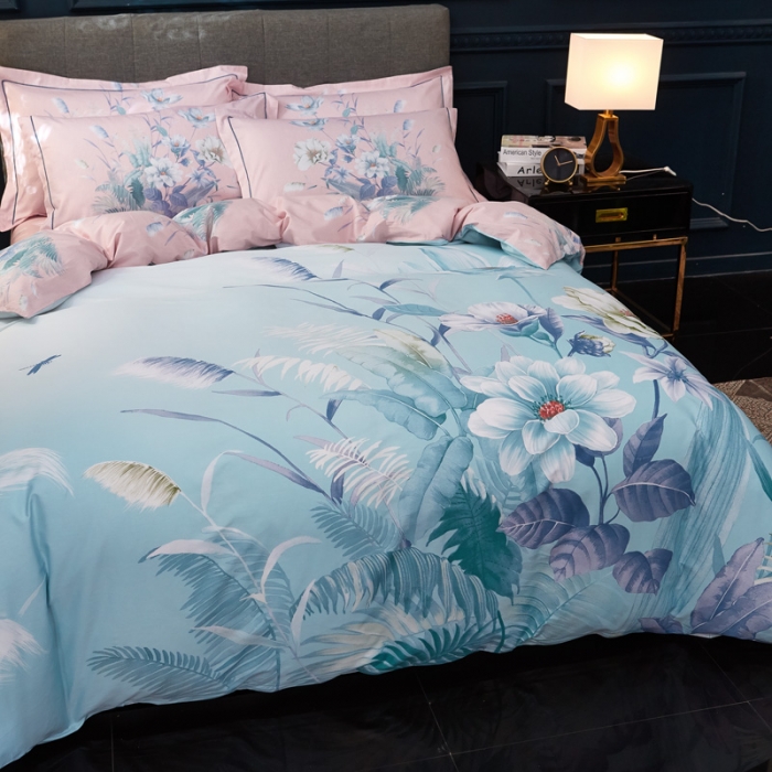 91家纺网 家纺一手货源 找家纺 雲归梦家纺 2019新款13372全棉活性大版四件套 花满庭