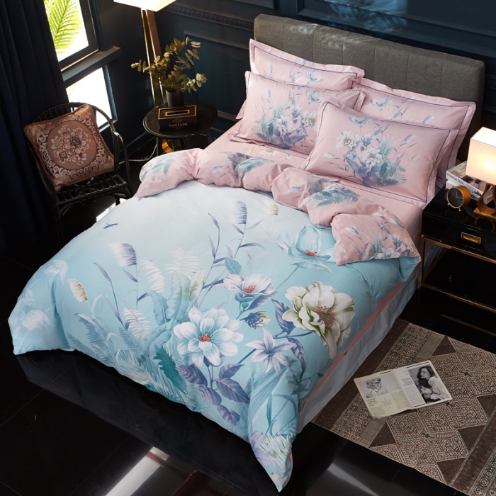 91家纺网 家纺一手货源 找家纺 雲归梦家纺 2019新款13372全棉活性大版四件套 花满庭