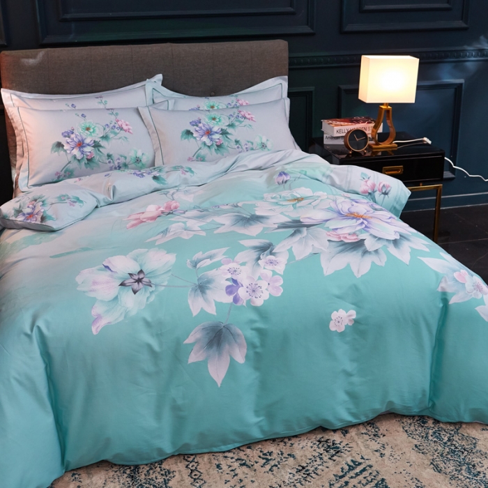 91家纺网 家纺一手货源 找家纺 雲归梦家纺 2019新款13372全棉活性大版四件套 花木槿